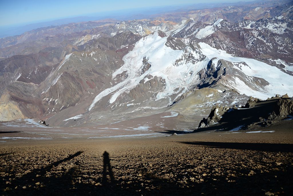 24 Cerro Bonete, Catedral, Cerro de los Horcones, Cuerno In Foreground And Cerro Pan de Azucar, Cerro El Tordillo, Cerro Piloto, Alma Blanca In Distance From Gran Acarreo On Climb To Aconcagua Summit